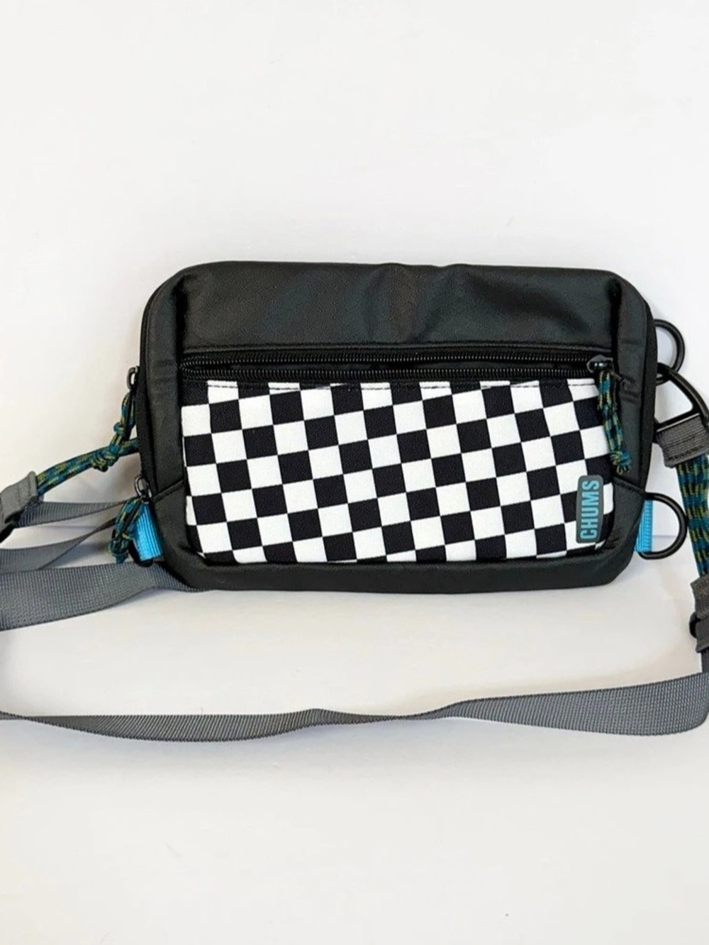 Chums Spring Dale Shoulder Bag Checkered Messenger Bag Black & White
